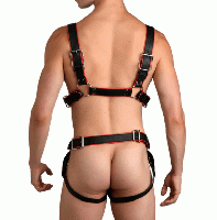 何通りも楽しめる!メンズ・ボディーハーネス■赤黒コンビ