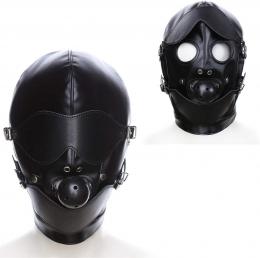 合皮製■全頭マスク/ギャグ付き