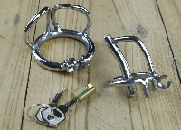 ステンレス製/男性用・尿道貞操帯■陰嚢スプリッター付