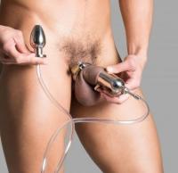 男性用/尿道プラグ付き貞操帯+アナルプラグ