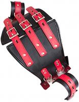 ベルトコルセット・ハーネス&手枷★赤黒コンビ