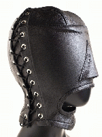 マウスオープン・レザーマスク■両サイドレースアップ