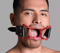 開口・リングギャグ/レッド・ブラック■ワイドベルト