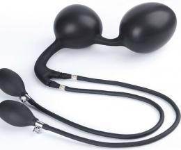 ポンプで膨らむ!アナル・ダブルプラグ■金属ボール入り■ダブルポンプ