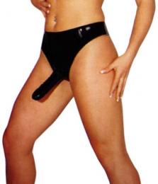 ラテックス製/ディルド付きパンティ