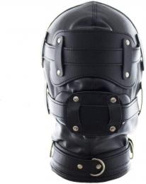 拘束ベルト付全頭マスク★アイマスク・ギャグ付き/合皮