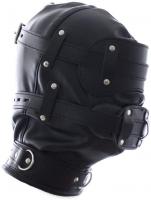 拘束ベルト付全頭マスク★アイマスク・ギャグ付き/合皮