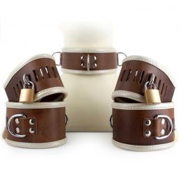 本皮製/首輪・手枷・足枷セット■医療拘束スタイル