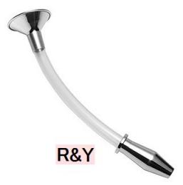 ステンレス製/じょうご・チューブ付きアナルプラグ