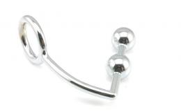 ステンレス製/コックリング付き・アナルプラグ■ダブル