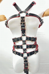 男性用/ボンデージ■ベルト・ボディハーネス/赤黒コンビ