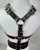 男性用/ボンデージ■ベルト・ボディハーネス/赤黒コンビ