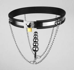女性用■ステンレス製・チェーン貞操帯/ディルド付き