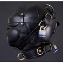 本皮製/全頭マスク★拘束ベルト付き