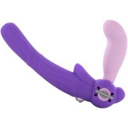 シリコン製/バイブレーション・ダブルディルド■角度調整機能付き