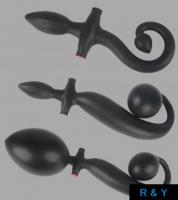 2つのポンプで膨らむ!アナルプラグ■テイル■シリコン製