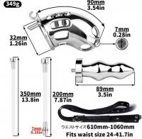 男性用■ベルト付き尿道貞操帯+アナルプラグ