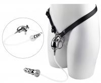 男性用■ベルト付き尿道貞操帯+アナルプラグ