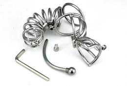 ステンレス製/ボールケージ付き尿道貞操帯(ロング)