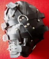 高級本革・拘束ベルト付き★全頭マスク