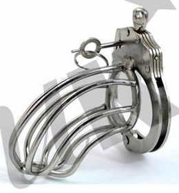 ステンレス製貞操帯/縦ケージ・手錠ロックタイプ